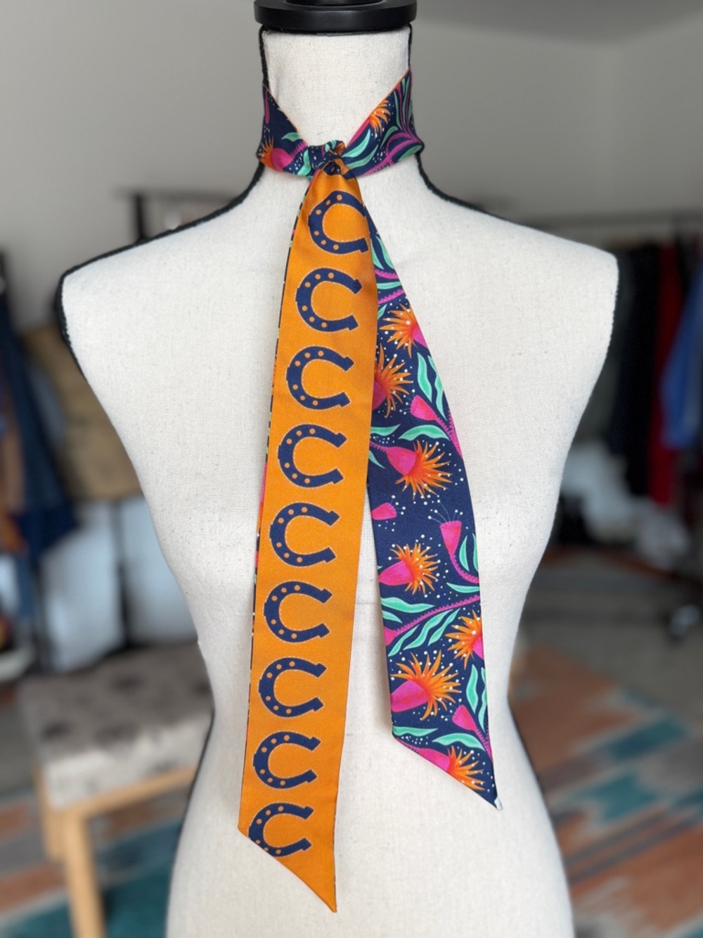 City Boots Sister The Brand 100% Silk Twilly Scarf Made in Italy